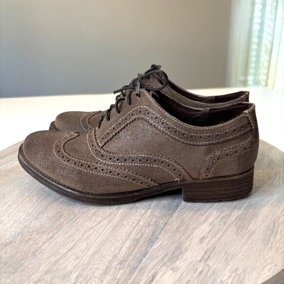 Roan by Bed Stu Brown Suede Oxford Shoes Women’s 7 Wingtip Lace Up Brogue Casual - Picture 5 of 11